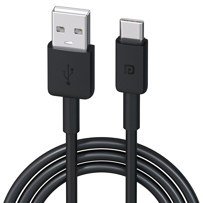 Portronics Konnect Link Type C 3A Fast Charging Cable for Smartphones, Tablets & other Type C devices with 480Mbps Data Sync(Black)