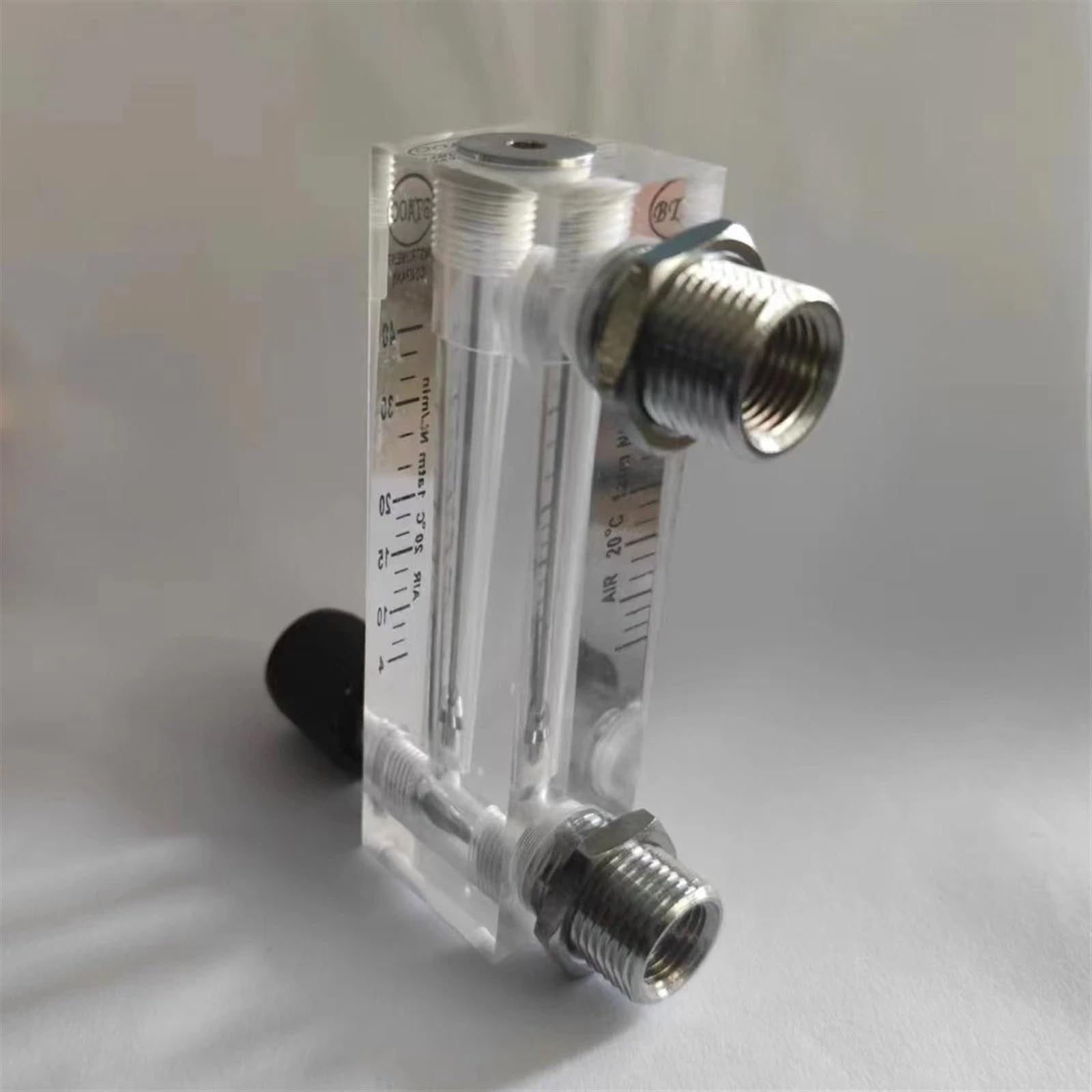 Medidor de Flujo 1/4" Femael 6-1000ml 0.1-100L por Minuto LZM-6T Medidor de Flujo acrílico de Gas Rotámetro con válvula de Control(2-20 LPM-01)
