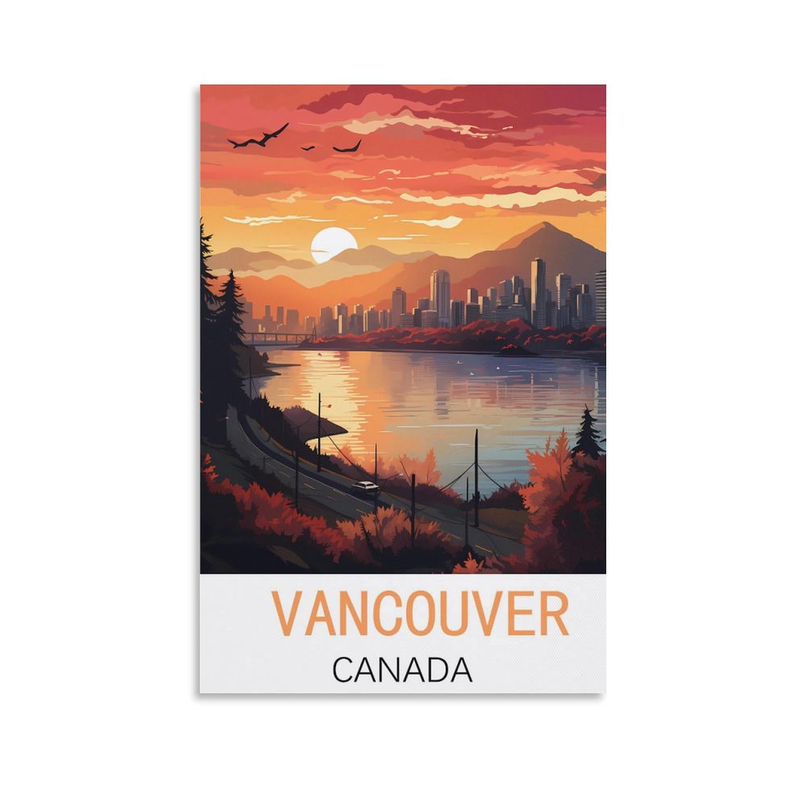 HSAYYIII Vancouver Canada Vintage Travel Poster 12x18inch(30x45cm) Canvas Art Poster And Wall Art Picture Print Bedroom Decor