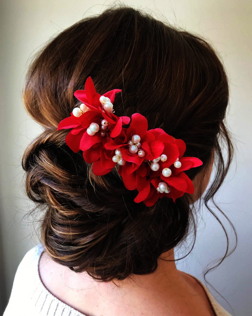 NICENEEDED 6 pince à Cheveux en Forme de Fleur Tropicale Artificielle., Barrettes à Cheveux Florales D'Hibiscus Hawaïen Bohème, Épingles à Cheveux