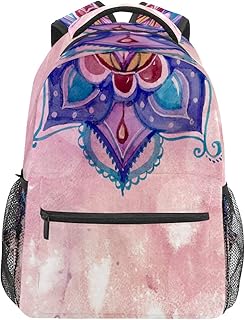Mochila escolar para meninas meninos mochila rosa mandala estudante bolsa para livros meninos menina leve durável médio ensino médio ensino médio bolsa para viagem caminhada acampamento mochila, Multicolorido, One Size, Clássico