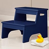 Vista 8 de Forbena Taburete de Baño de Madera para Niños Pequeños, Taburete Resistente de 2 Escalones para Niños para Lavabo de Baño Encimera de Cocina, Madera