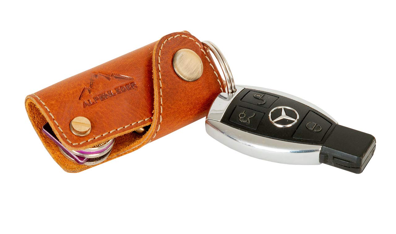 Alpenleder Schlüsselmäppchen - RESIDENZ (Handgefertigt) - Nachhaltiges Bio-Leder aus regionaler Landwirtschaft | Schlüsselanhänger Leder, Schlüsselmappe Organizer *Fair Produziert* (10x4x2cm)