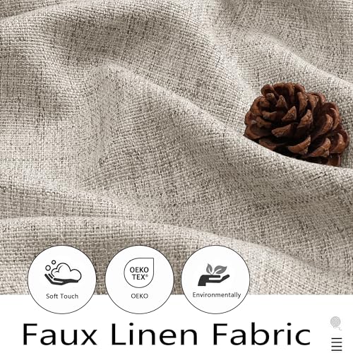 WelvetBLK Linen Valances for Windows, Light Filtering Faux Linen Textured Small Short Window Curtain for Bathroom Basement Farmhouse, Rod Pocket Top Half Curtains for Windows, 60Wx14L Inch
