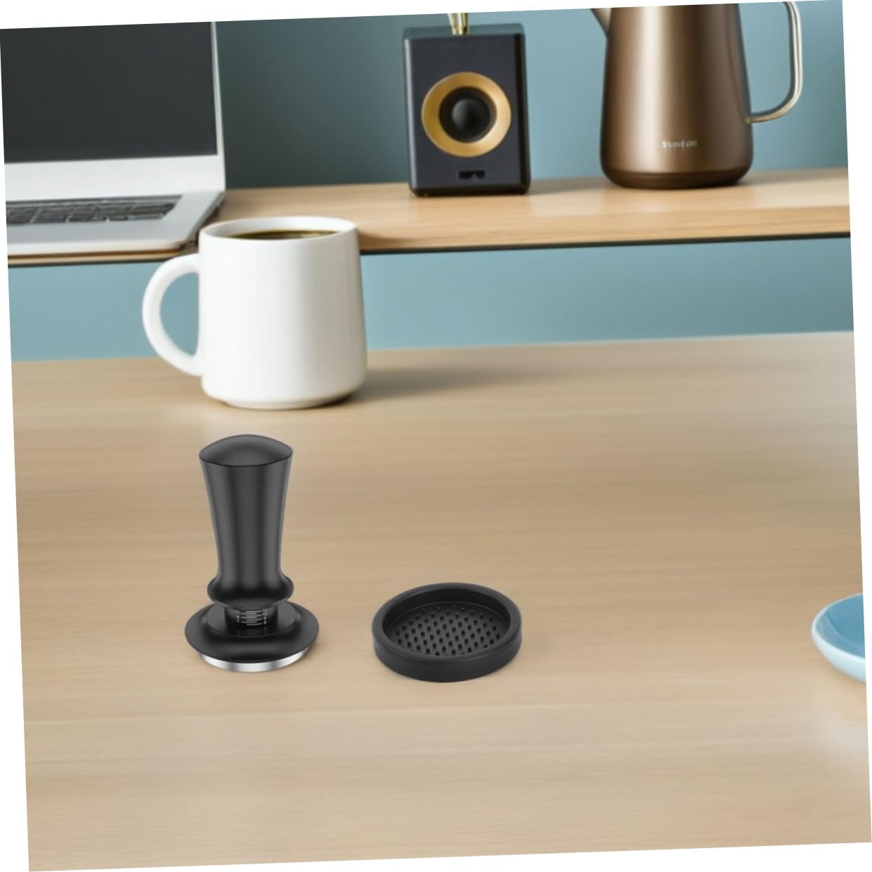 Holibanna Espresso-werkzeugset mit Edelstahltrichter Dosiertrichter und Espressopresse Kaffeezubehör für Espresso-verteiler und Präzises Tampen Edelstahl