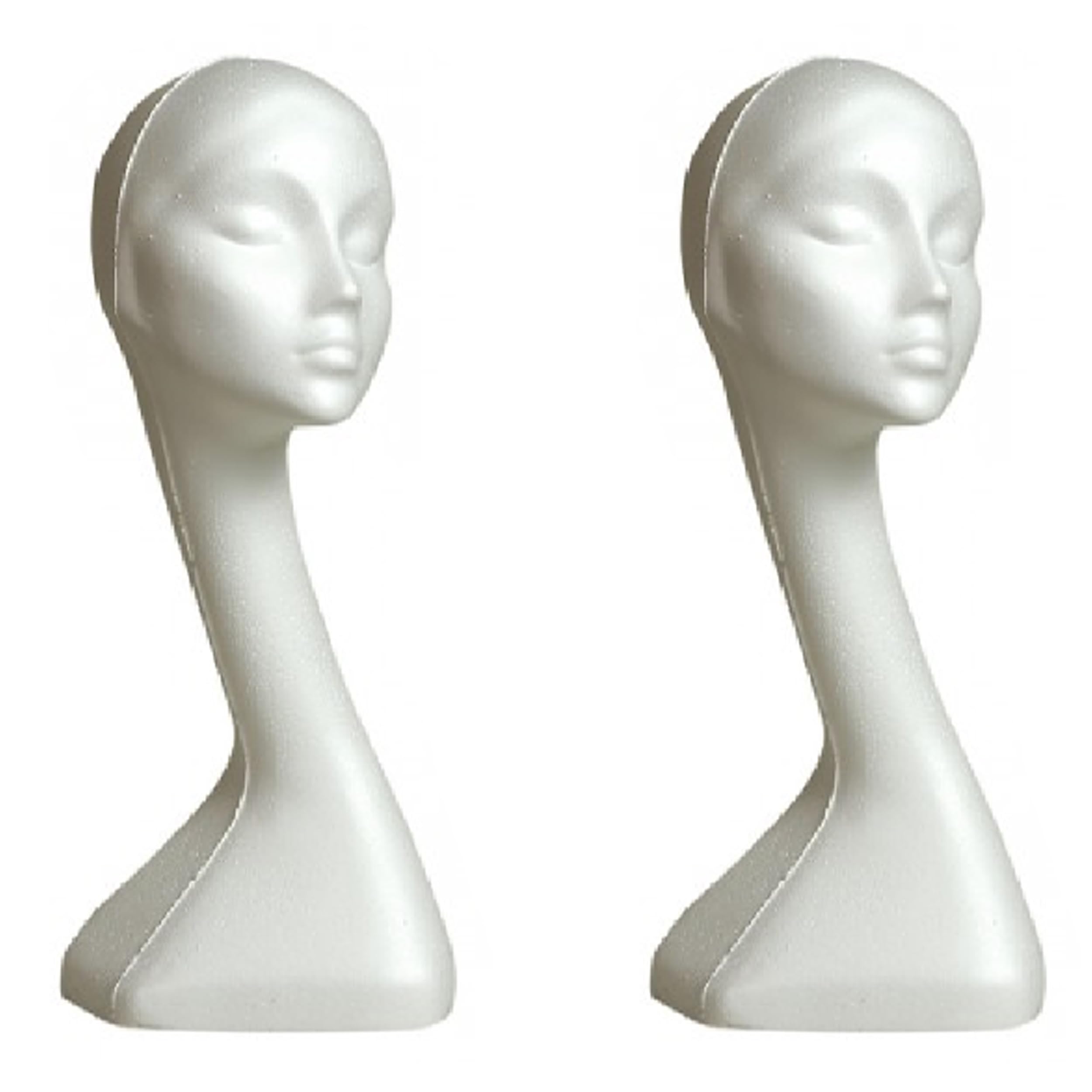 My Shopfittings Craft Foam Wig Head - WHITE FeMale SWAN NECK Mannequin Wig Holder Stand WHITE Polystyrene Foam (2 X SWAN NECK Polystyrene)