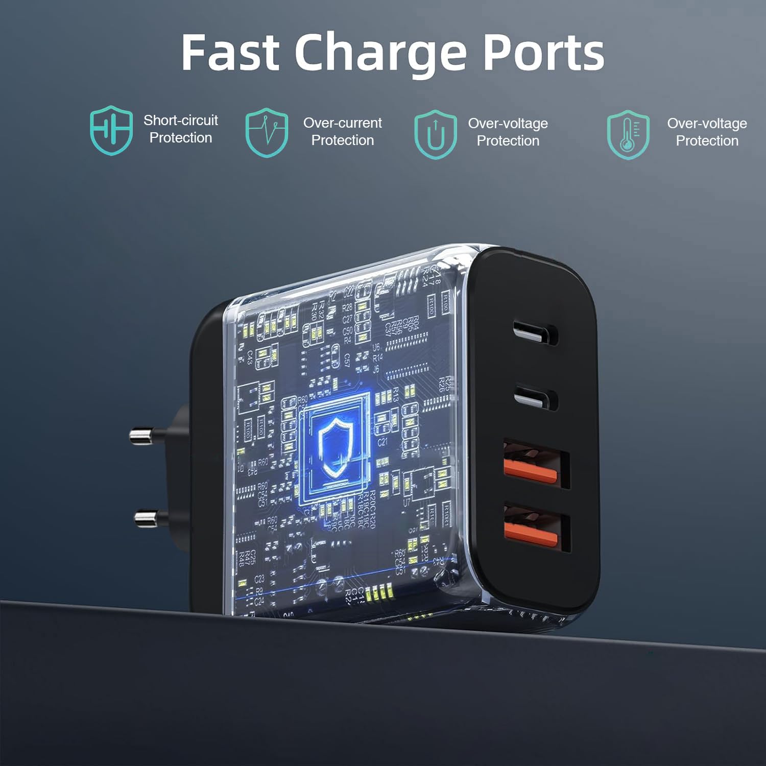 2 Pezzi Caricatore Rapido USB C Plug, Adattatore di Caricabatterie USB C a 4 Porte Da 20 W per iPhone 16 15 14 13 12 11 Pro Max SE XS XR 8 Plus SE, iPad, Samsung Galaxy