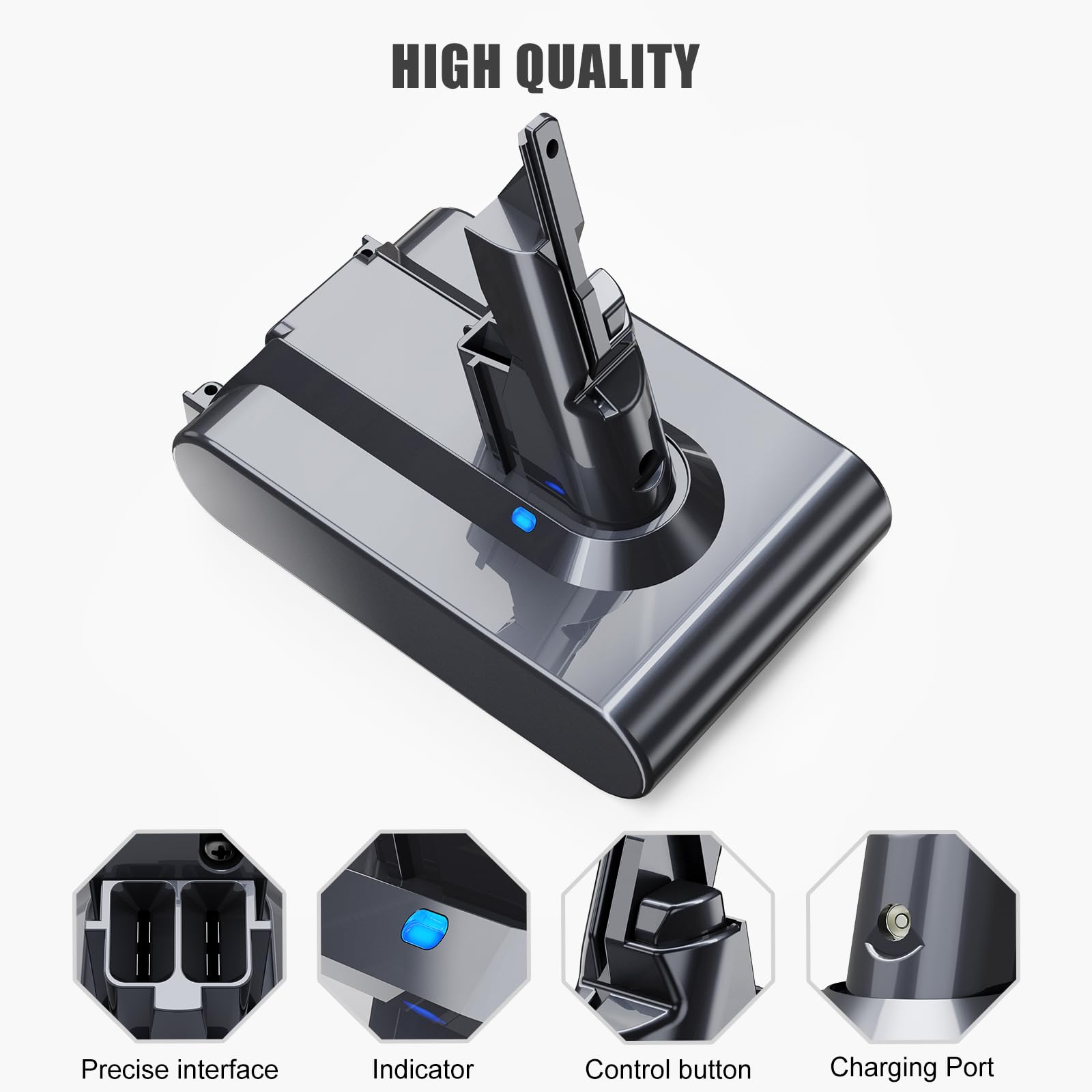 6000mAh V7 Batteria per Dyson SV11 Batteria di Ricambio Compatibile con Dyson Absolute Animal Motorhead Trigger Car+Boat Fluffy HEPA
