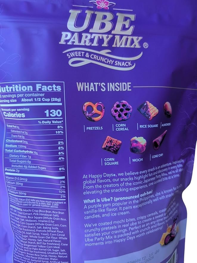 Party Mix Sweet & Crunchy Snack with Purple Yam, Pretzels, Almonds, Cereal Mix, 18 oz