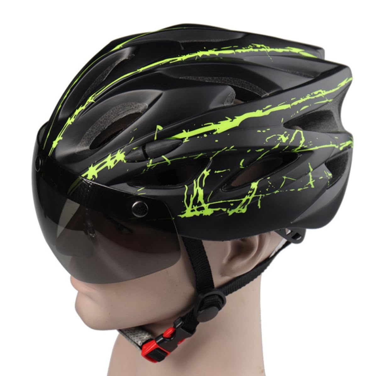 SECFOU Casco per Bici con Occhiali Magnetici Integrati, Design Comodo e Protettivo in Materiale Pc, per Sport All'aperto e Corsa, Aspetto e Leggero