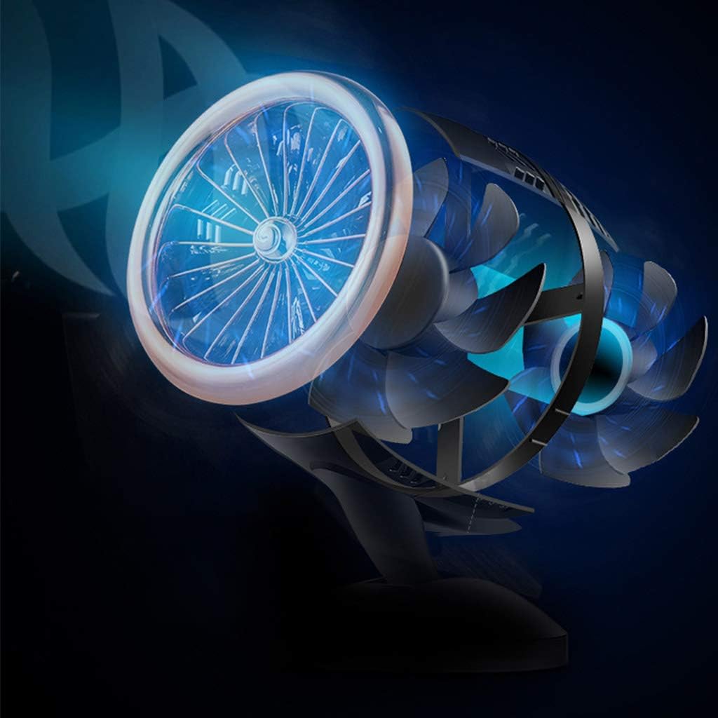 Desk Tiny Fan, Double-blade for Table Tiny Round Fan Quiet Adjustable Tilt 5-20 ° Rotating USB Rechargeable Household