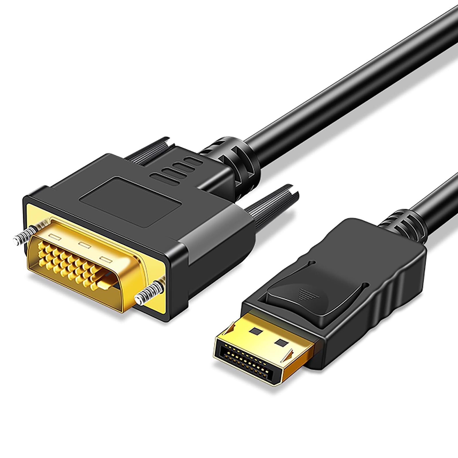 Kabel DisplayPort na DVI 1,8 m, DP na DVI-D 24+1 adapter wtyczka na wtyczkę, 1080p @60 Hz, jednokierunkowy kabel DVI na DisplayPort do monitora, projektora, komputera stacjonarnego, laptopa