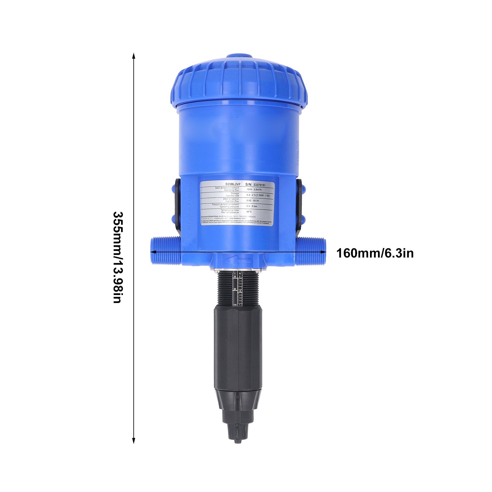 Yosoo Health Gear Wtryskiwacz Nawozu Plastikowy Wtryskiwacz Nawozu Zasilany wodą 0,2 do 2% G3 4 Gwint Zewnętrzny 0,3 do 6 Barów Nawadniania Kroplowego Uzdatnianie Wody dla Zwierząt Gospodarskich