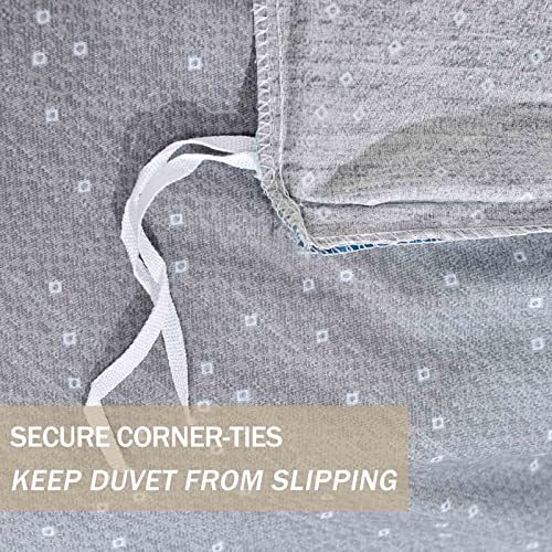 Nanko Cotton Queen Size Duvet Cover Set, Dark Blue Floral Herbs Leaf Printed Pattern Soft Bedding Sets Comforter Quilt Covers With Zip Tie, Farmhouse Style For Women Men Teen 3Pc 90X90, Navy Flower #TOP7