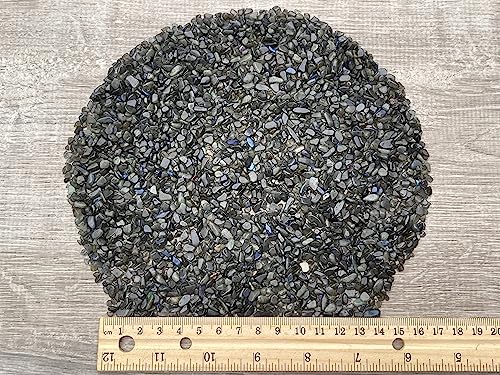 Image of GAF TREASURES 2 oz Lot Natural Semi Tumbled Gemstone Chips, Crushed Mini Crystals, Undrilled Crystal Chips (Labradorite Black)