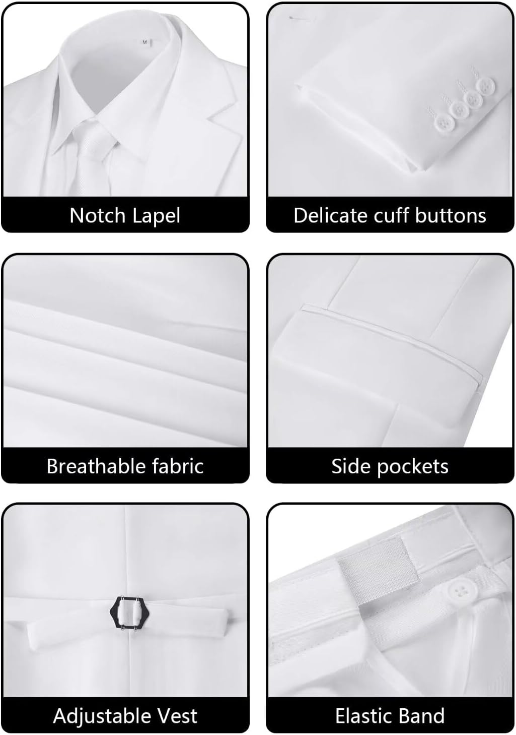 Men's Suit 3 Piece Wedding Suits 2 Buttons Slim Fit Tuxedo Set for Men Prom Casual Business Man Jacket Blazer Vest Pant - Image 4