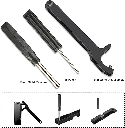 Miniatura 2 de Kit de herramientas para Glock con extracción de vista frontal, desmontaje de revistas, herramientas perforadoras para Glocks 19 19 x 17 26 27 43