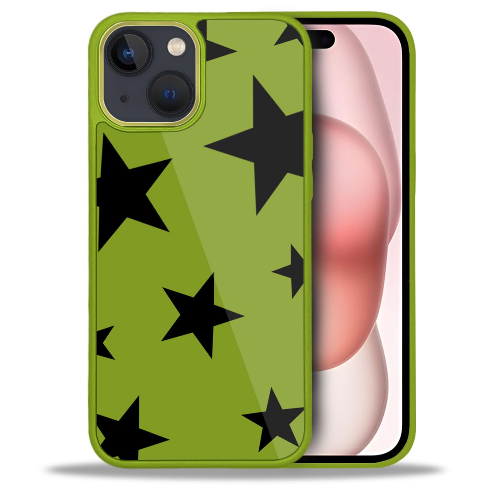 ZHEGAILIAN for iPhone 15 Case, Military-Grade Protection, All-Around Shockproof Corners, Green Phone Case for iPhone 15 - Five-Pointed Star