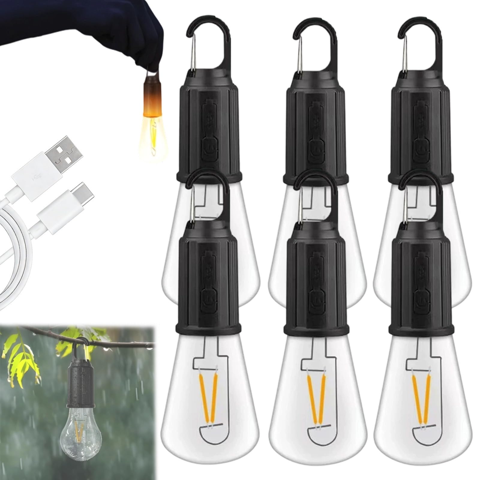 Liocwocne Wireless Rechargeable Light Bulbs, 2026 New Rechargeable Light Bulb Outdoor, LED Camping Lamp with 4 Brightness Modes, IP65 Waterproof, Perfect for Home, Travel & Power Outages(H,Aufladung)