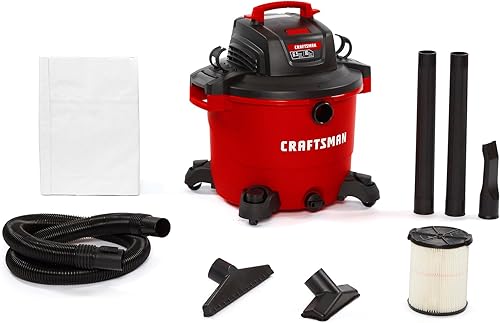 Miniatura 17 de Craftsman CMXEVBE17656 Aspiradora húmeda y seca de 20 galones y 6.5 HP con carrito, aspiradora de tienda resistente con accesorios y 4 bolsas de