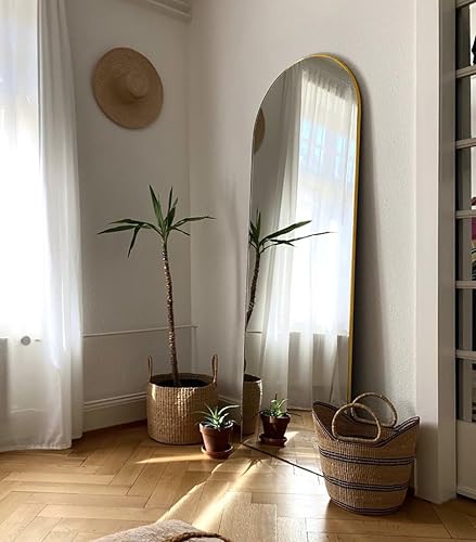 Miniatura 2 de Espejo de suelo, espejo dorado de longitud completa de 64 x 21 pulgadas, espejo arqueado de longitud completa, espejos independientes, espejos de