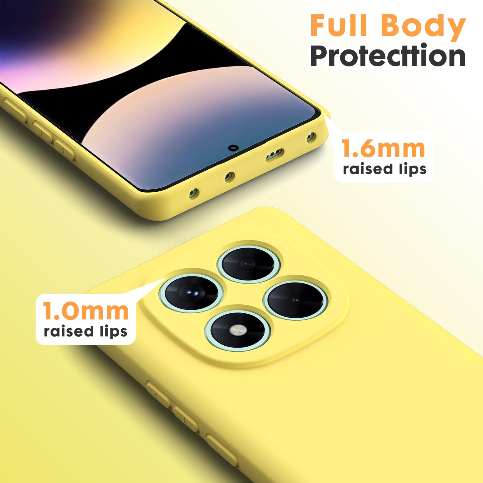 Byvuwiay Handyhülle Für Xiaomi Redmi Note 14 Pro+5G – Weiche TPU Silikonhülle, Stoßfest, Kratzfest, Gelb