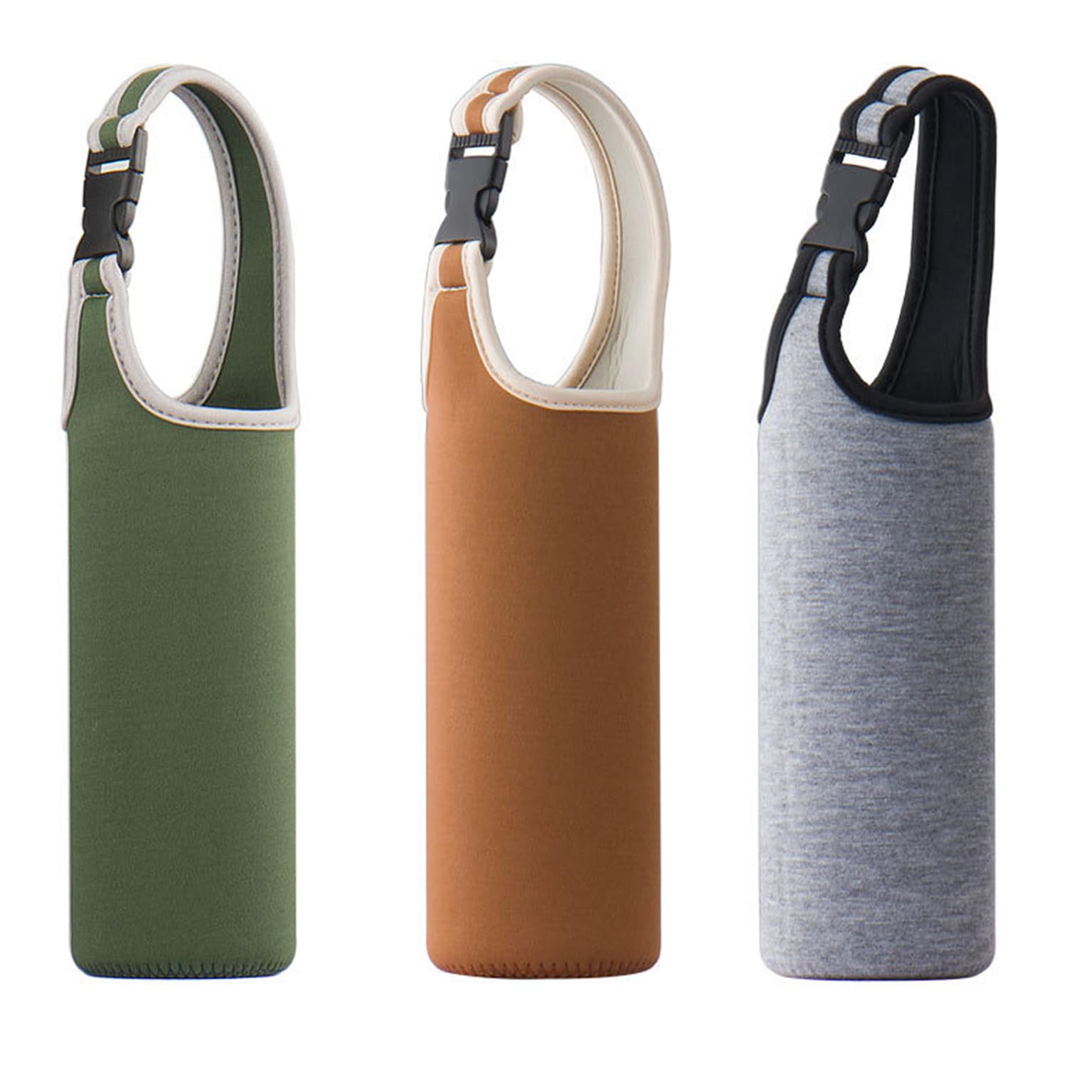 TuNan 3PCS Water Bottle Carrier 16oz-21oz, Neoprene Sleeve Cup Holder Pouch with Carrying Handle for All Portable Sport Water Bottle