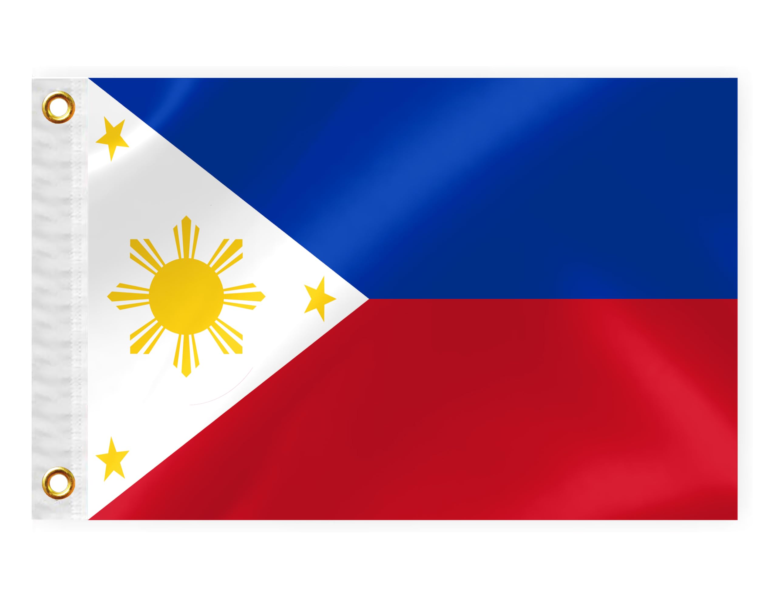 Philippines Boat Nautical Flag 12x18IN Double Sided Filipinos Marine Banner Nylon Small Yacht Sail Pontoon ATV Bike Truck Motorcycle Flag with 2 Brass Grommets