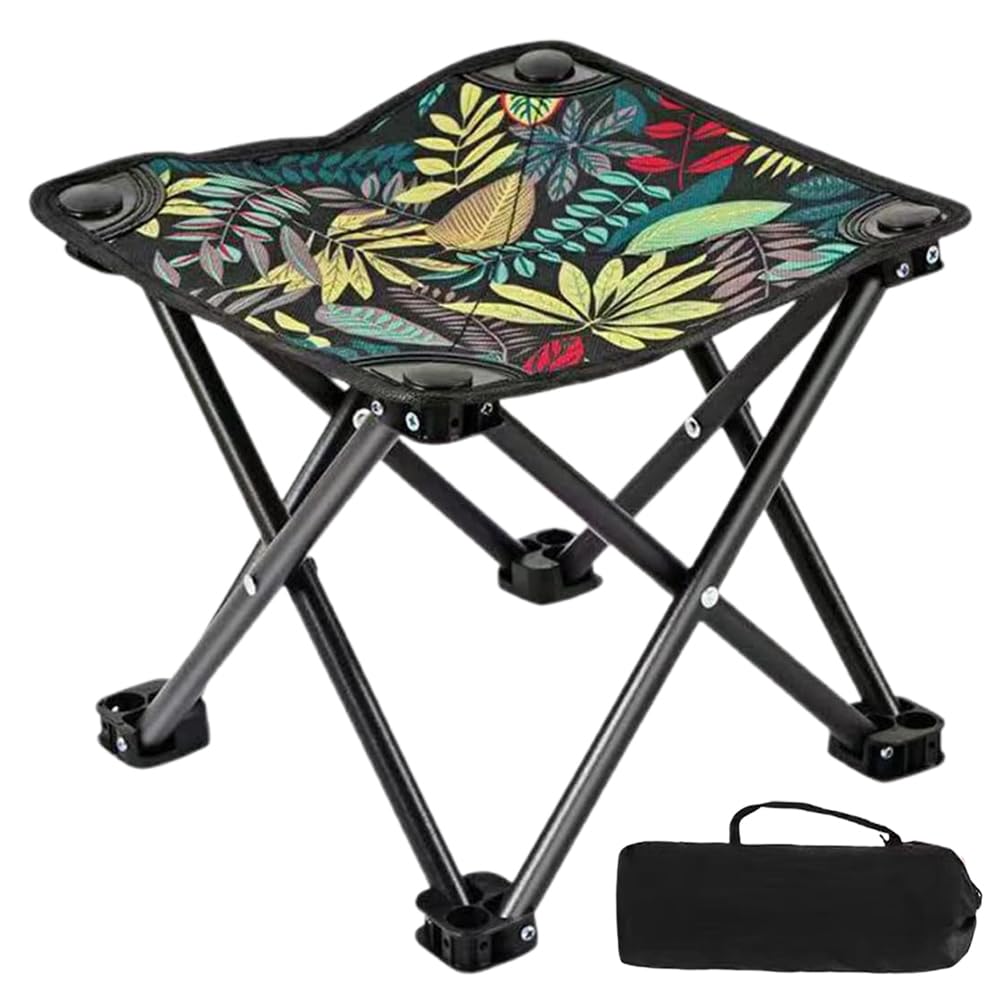 QYEHF Portable folding camping stool,Lightweight outdoor chair, Folding Stool with Carry Bag, Portable Stool, for Outdoor Camping, Fishing, Picnics, and BBQ-28 * 28 * 29CM