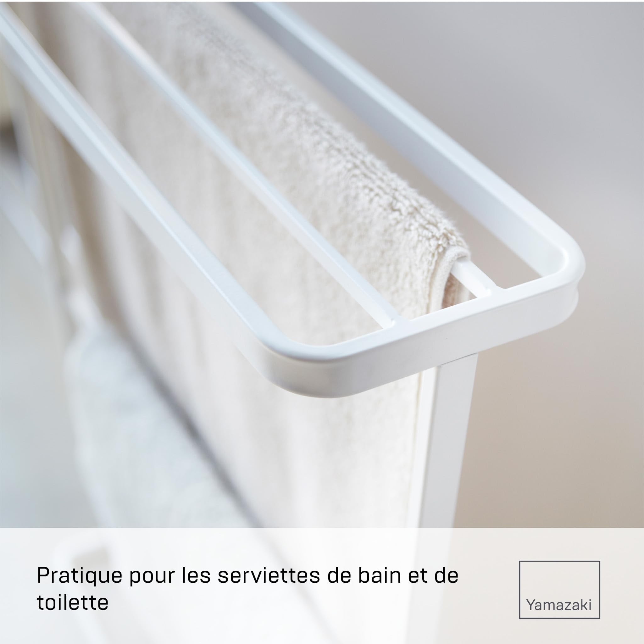 Yamazaki 7465 Tower Bath Towel Hanger, White, Steel, 65 x 15 x 75 cm