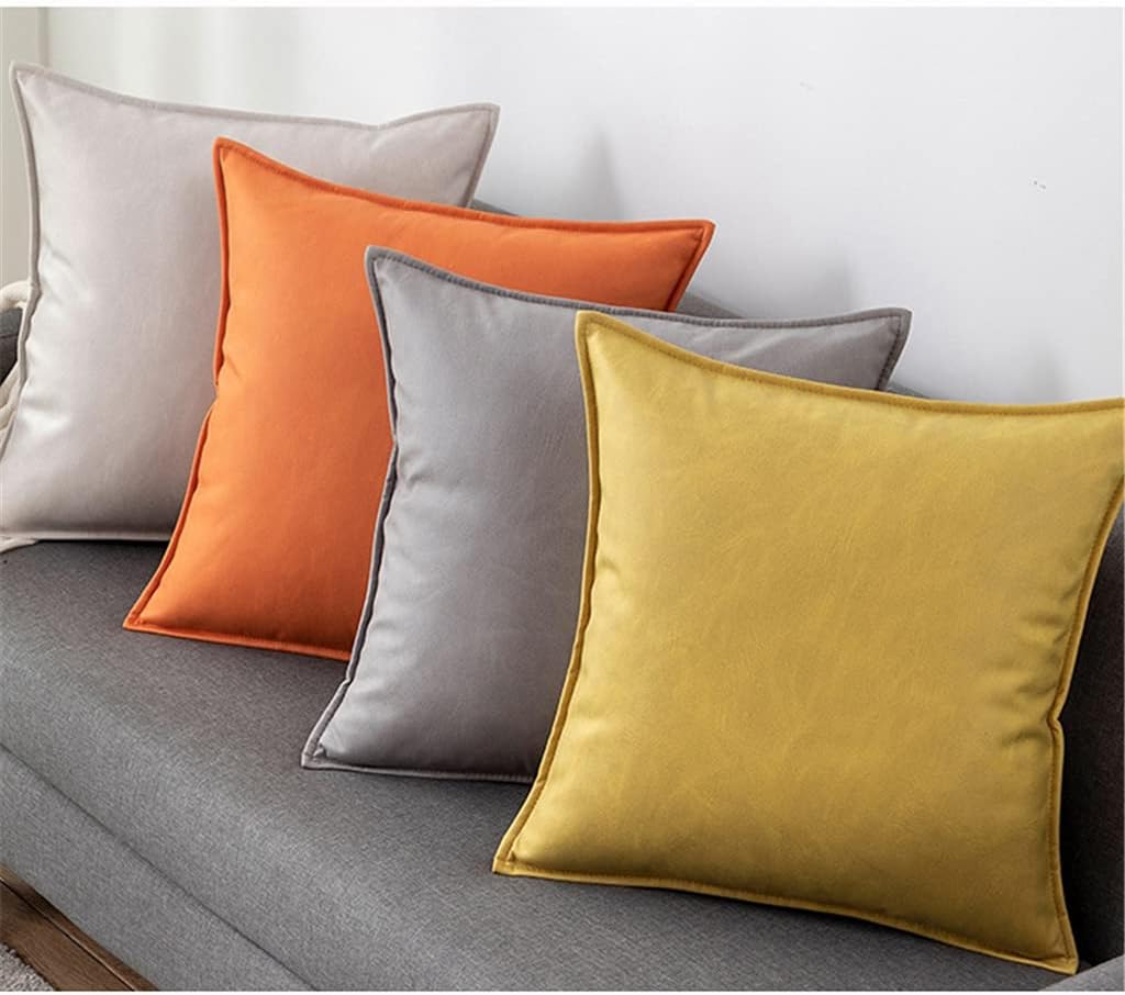 HBJWOV Technology Cloth Pillow Nordic Light Living Room Sofa Cushion Pillowcase Minimalist Waist Solid Color Without Core(D,40cm*40cm)