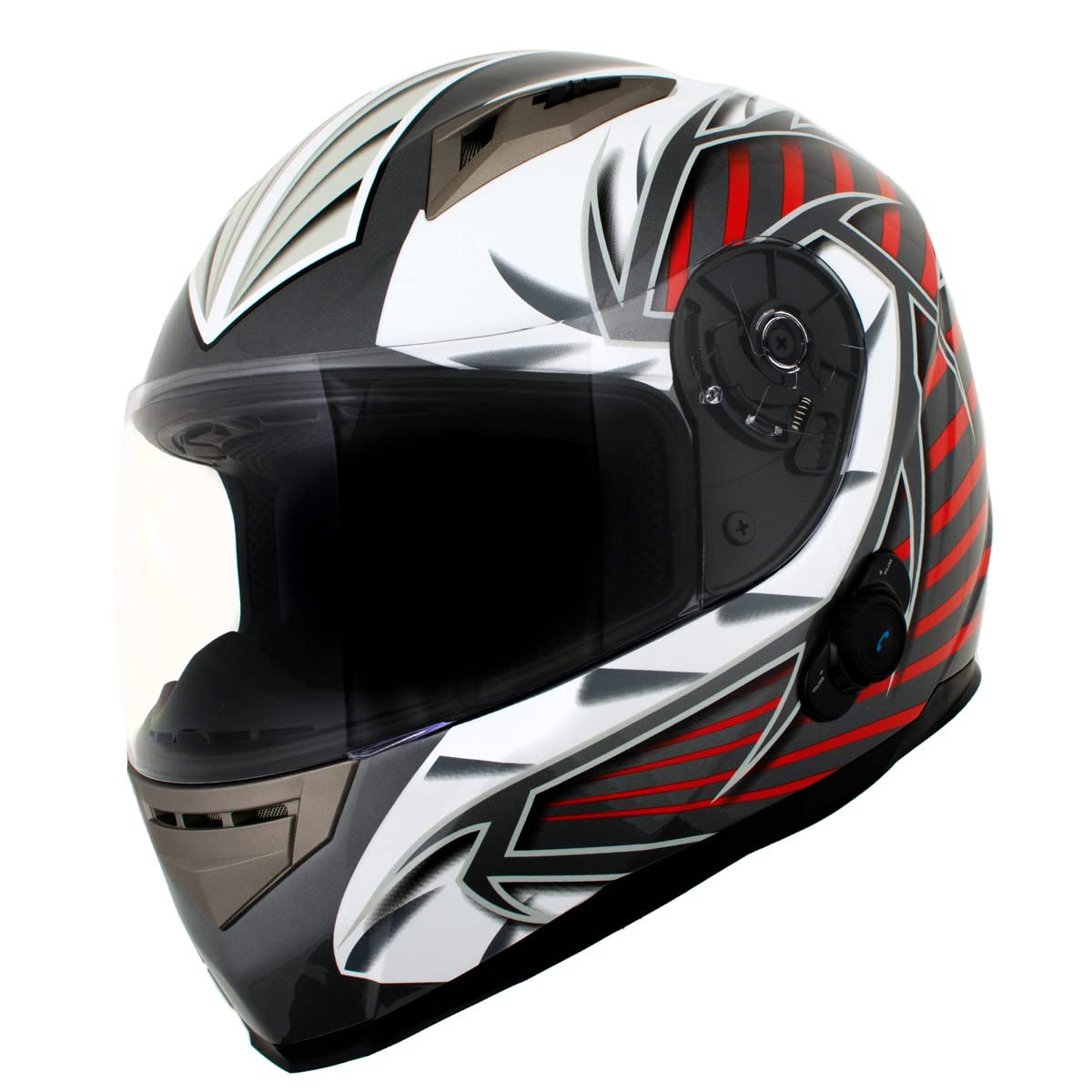 Milwaukee Helmets H520 Titanium and Red Chit-Chat Black Full Face ...