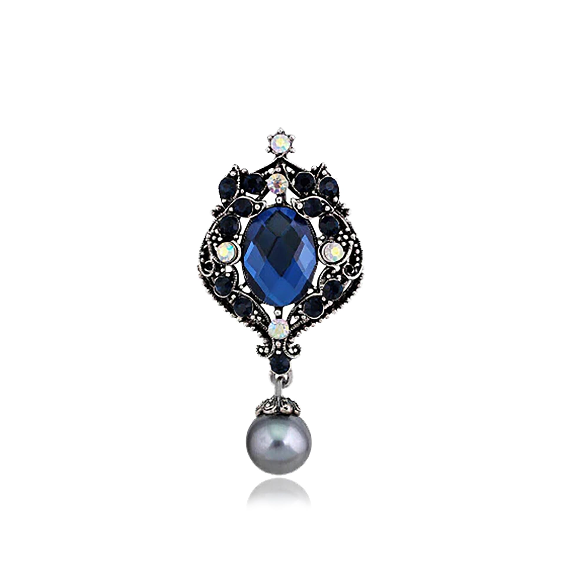 Brooch Pin Fashion Crystal Blue Rhinestone Jewellery Pin Vintage Clothing Accessories Decoration Versatile design Brooches For Women- S67-image-27