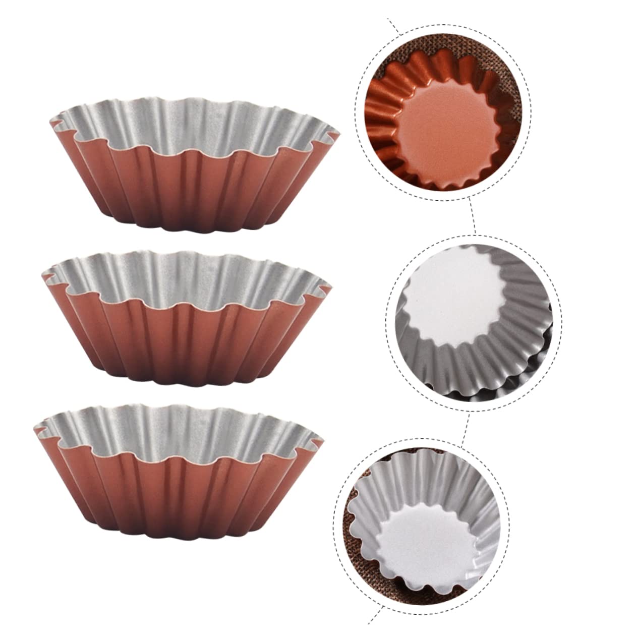 Alipis Piezas Molde Redondo Para Tarta De Huevo Moldes Para Tartas Lavables Suministro Para Hornear Molde Para Hornear Multifunción Molde De Gelatina Pudín Acero De Alto Carbono Brown