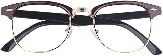 Classic Fake Glasses Non Prescription Glasses Red Black, Half Frame Horn Rimmed Clear Glasses UV400,201556