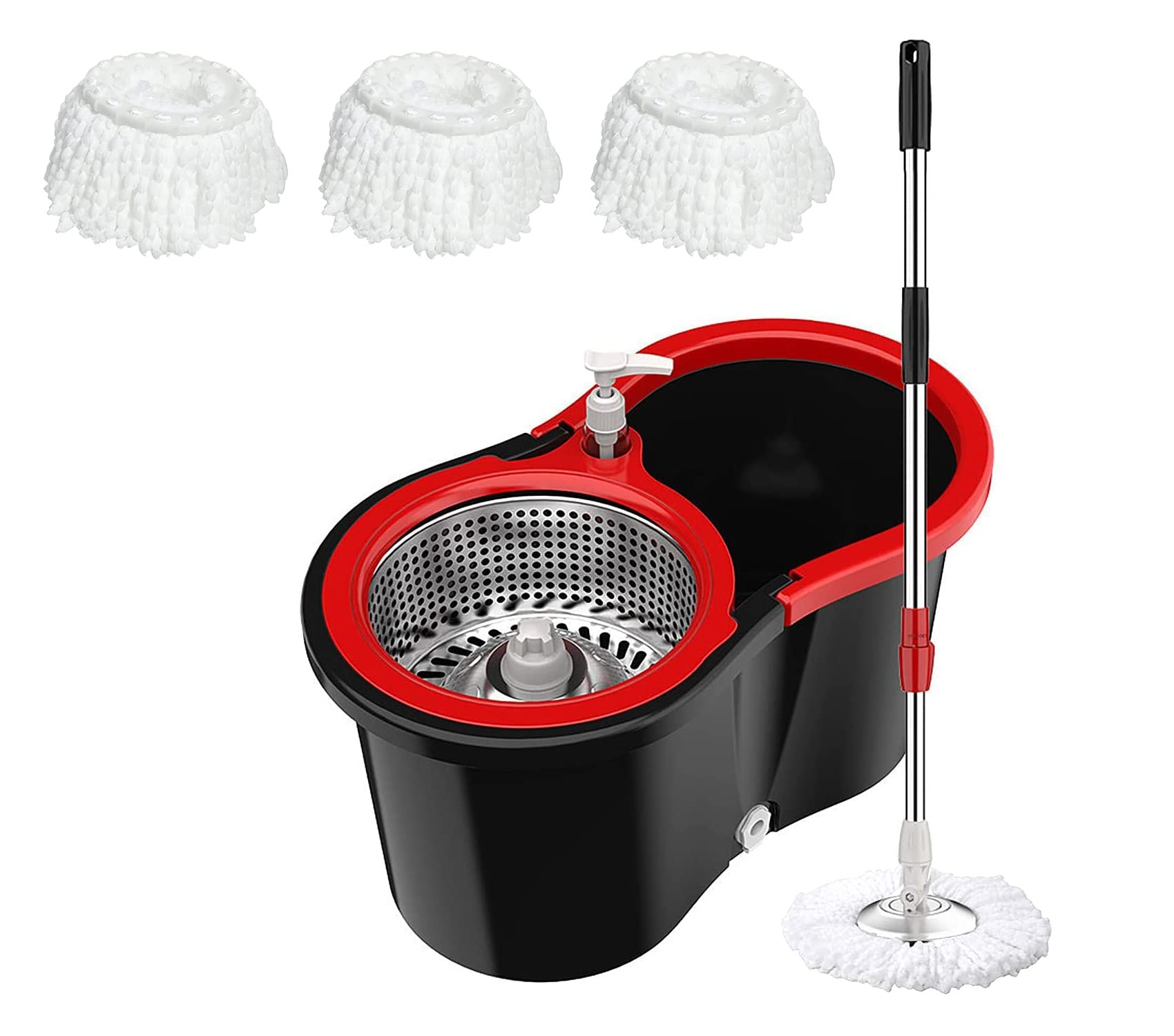 Buy Mop and Bucket with Wringer Set 360° 3psc Microfiber Spin Mop with
