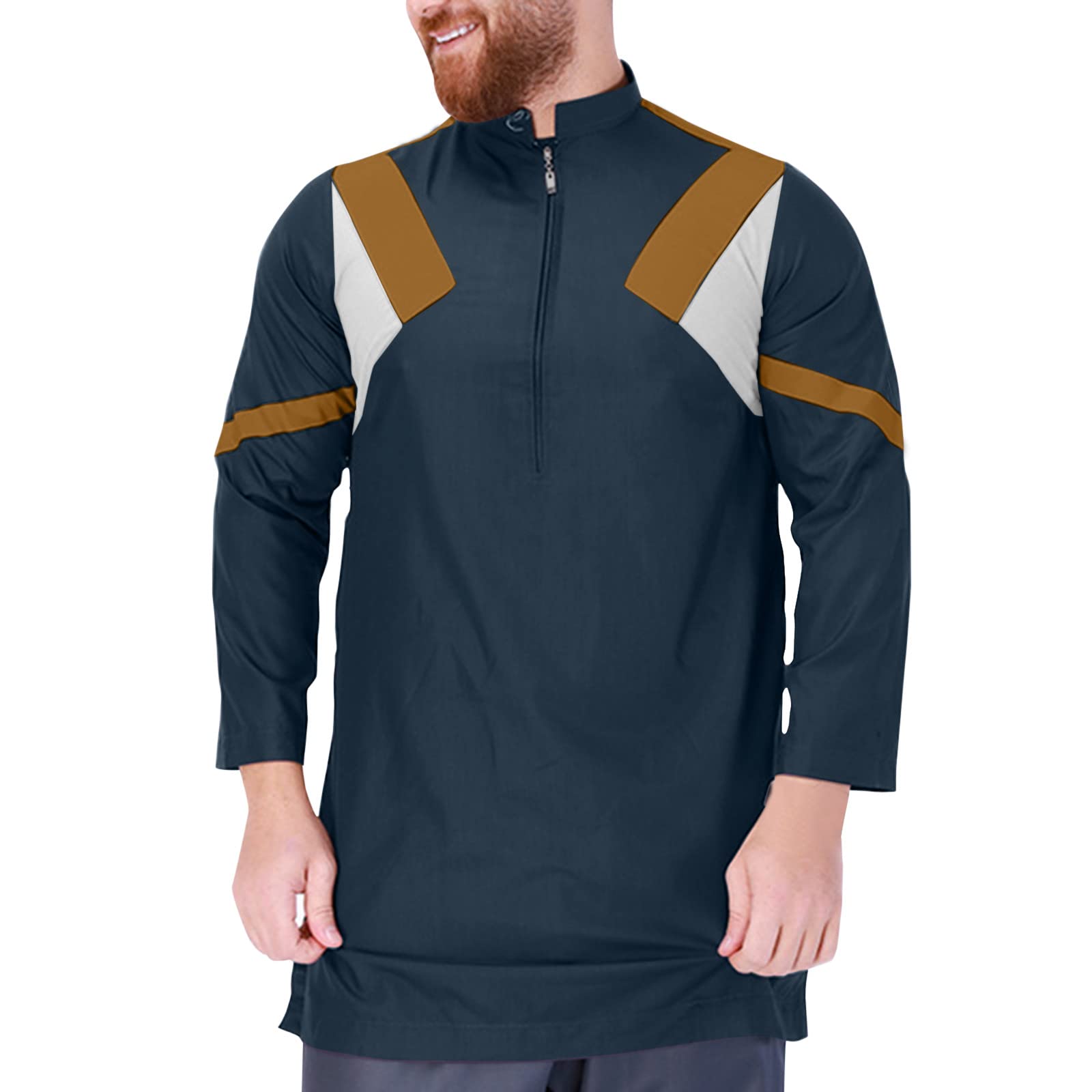 COOFANINMen Black Hooded Thobe Mens Long Tunic Moroccan Clothes Black Muslim Robe Men Men Kurta Set African Dresses for Women & Men Matching Attire UK Sales Clearance