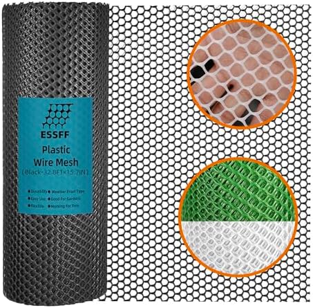 Pet & Garden Safeguard - 15.7IN x 32.8FT Roll - Black Plastic Netting, Multi-Use Decorative Fencing for Poultry, Dogs, Rabbits,Chicken and Snake Barrier