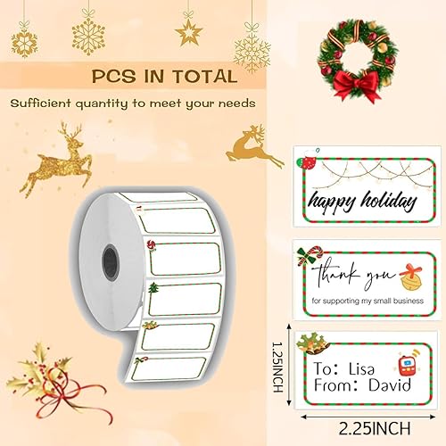 Etiquetas térmicas directas con temática navideña, etiquetas de código de color para impresora térmica de etiquetas para sellos, productos hechos a
