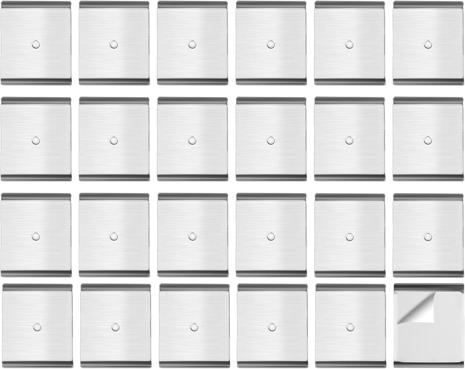 24Pcs Under Cabinet Light Metal Adhesive Strips, Replacement Iron Plate Sticky for Magnetic LED Lights Mounting, Metal Sheet for Closet Kitchen Wardrobe Counter Cabinet Lighting (35 * 40mm)