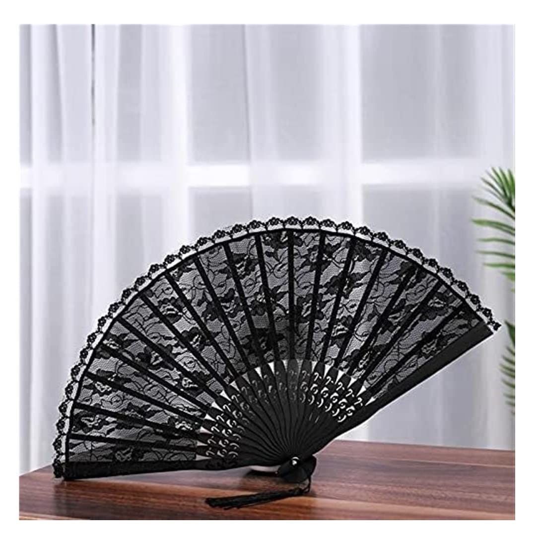 Abanico Plegable De Mano Fiesta Accesorios Abanico De Mano Negro para Recuerdo Boda, Vestido Elegante, Bolsillo Encaje Plegable, Fiesta Cosplay7