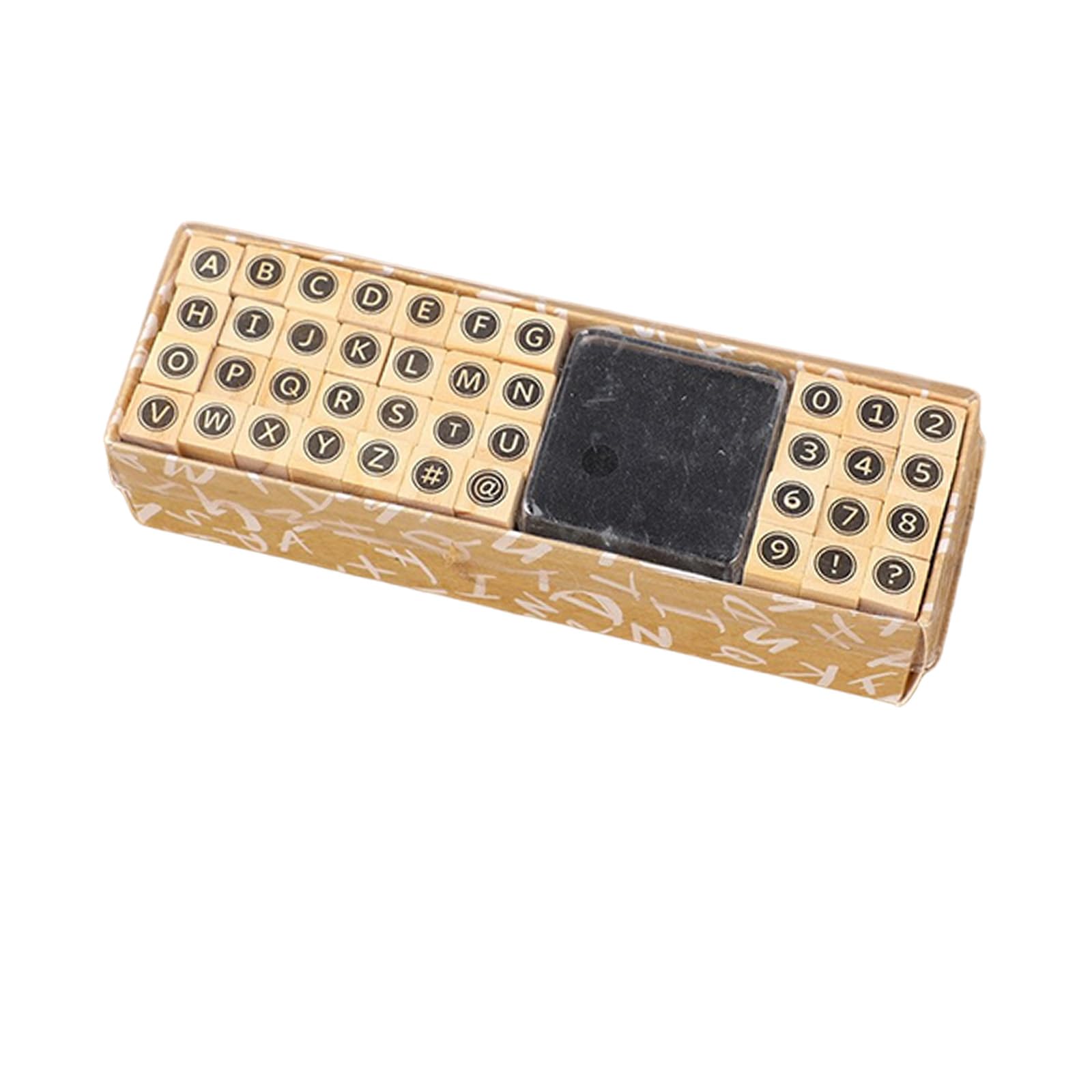 40Pcs Letter Number Stamp Alphabets Number Symbol Stamps Wood Construction Comes with Inks Pad for Teachers Students Letter Wood Stamp Set