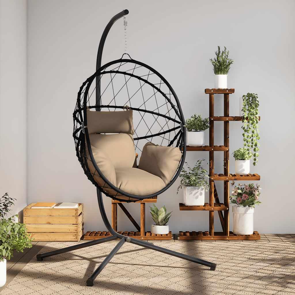 Genérico Silla Colgante Huevo con Soporte Tela y Acero Gris Taupe,Casa y jardín,Jardín,Artículos de Exterior,Balancines de jardín,Gris Topo,4007403