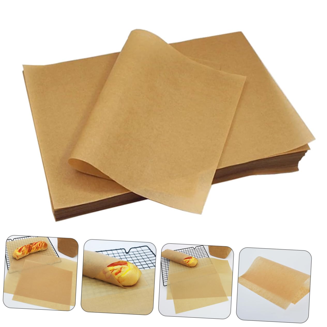 Mikinona Carta da Forno in Carta Kraft Marrone 30x40cm Non Aderente Forte Conducibilità Termica per Pasticcerie e Negozi di Dessert 100 Pezzi