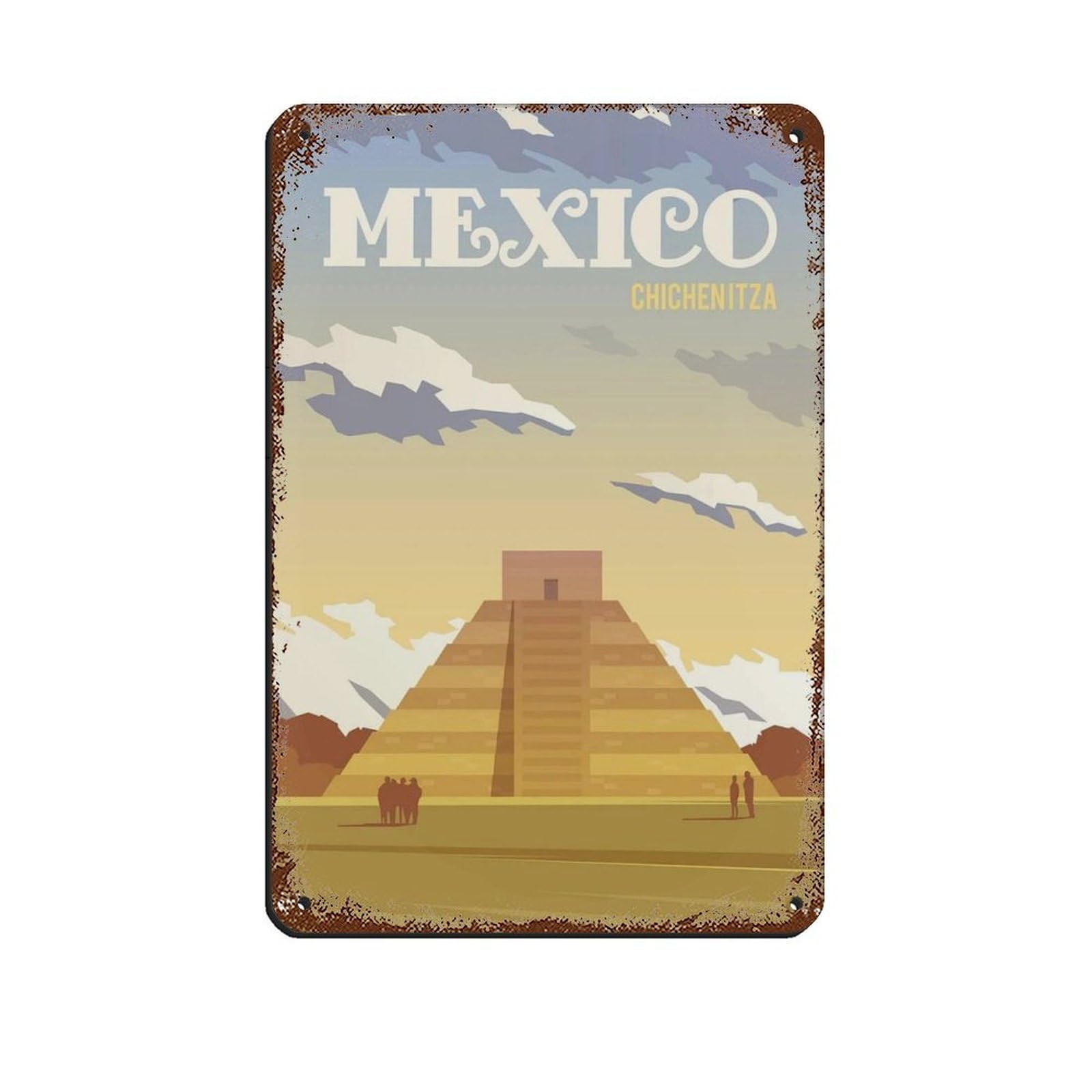 Mexico Travel Poster, Mexico Poster Retro Poster Metal Tin Sign Chic Art Retro Iron Painting Bar People Cave Cafe Family Garage Poster Wall Decoration 8x12inch(20x30cm)