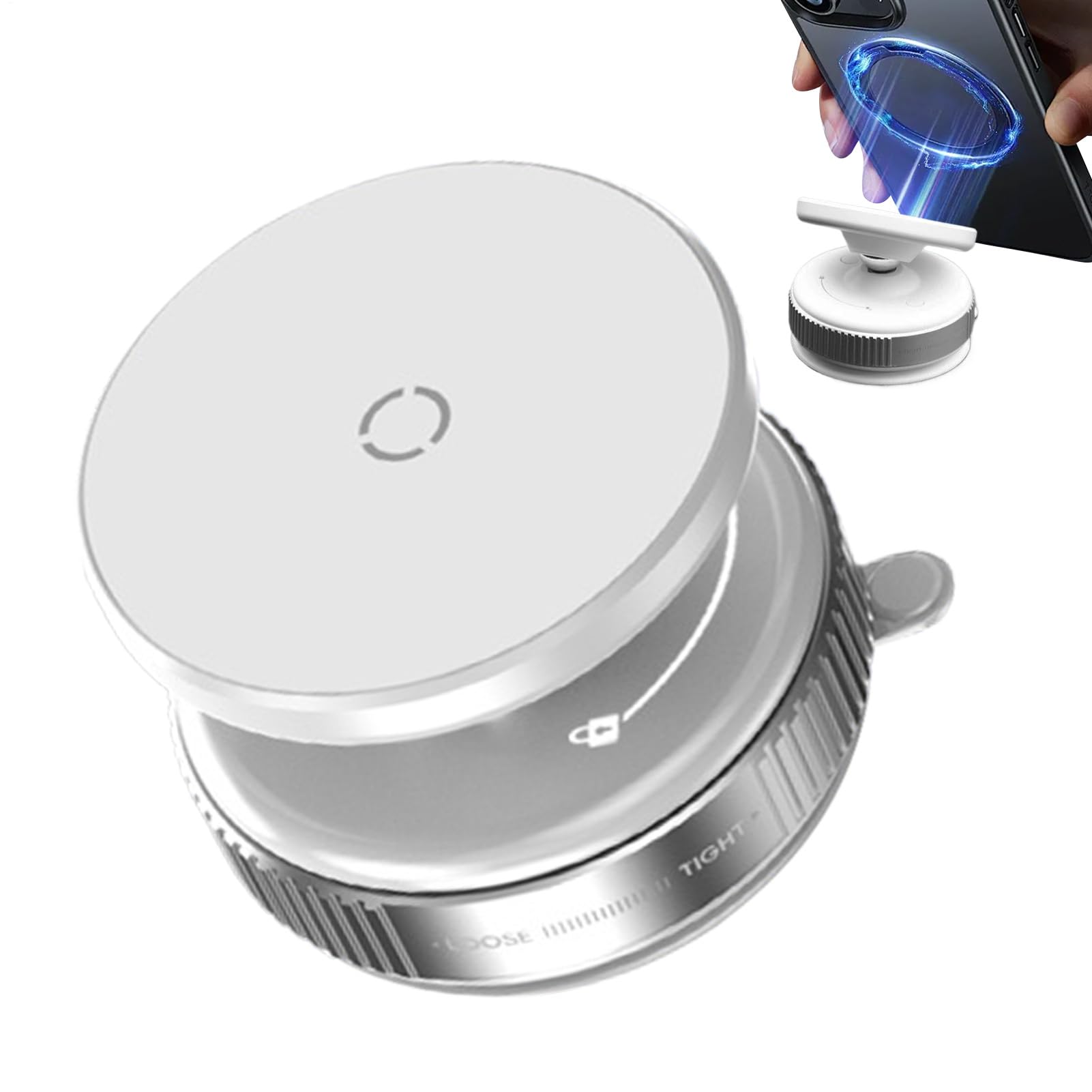 Supporto magnetico per telefono sottovuoto, supporto magnetico | supporto girevole a 360 gradi, interni auto, supporto base a per cruscotto, design compatto nero