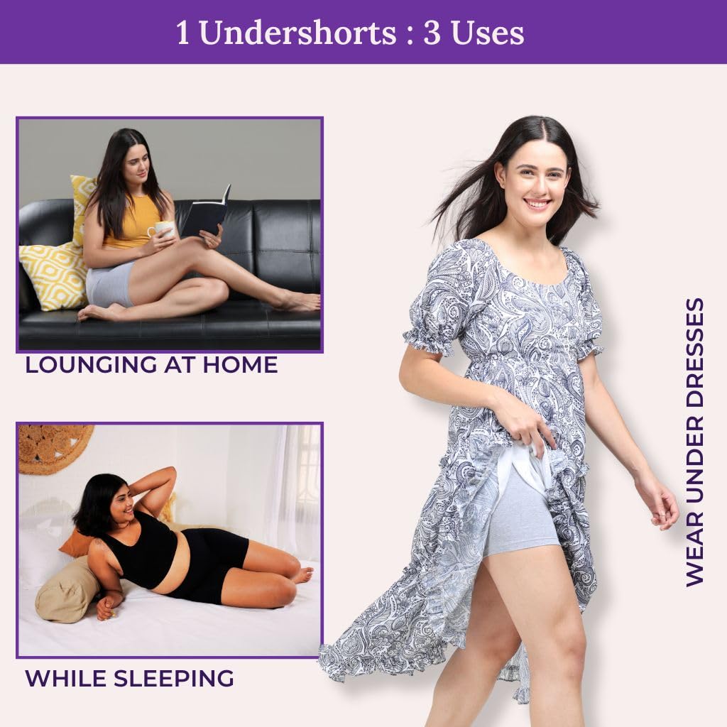 ADIRA | Inner Shorts for Women Dresses | Women Tights Shorts | Soft & Comfy, Knitted Stretchy Fabric | Prevents Inner Thigh Chafing | Perfect Length to Wear Under Dress | Pack of 1 | Skin | M 4