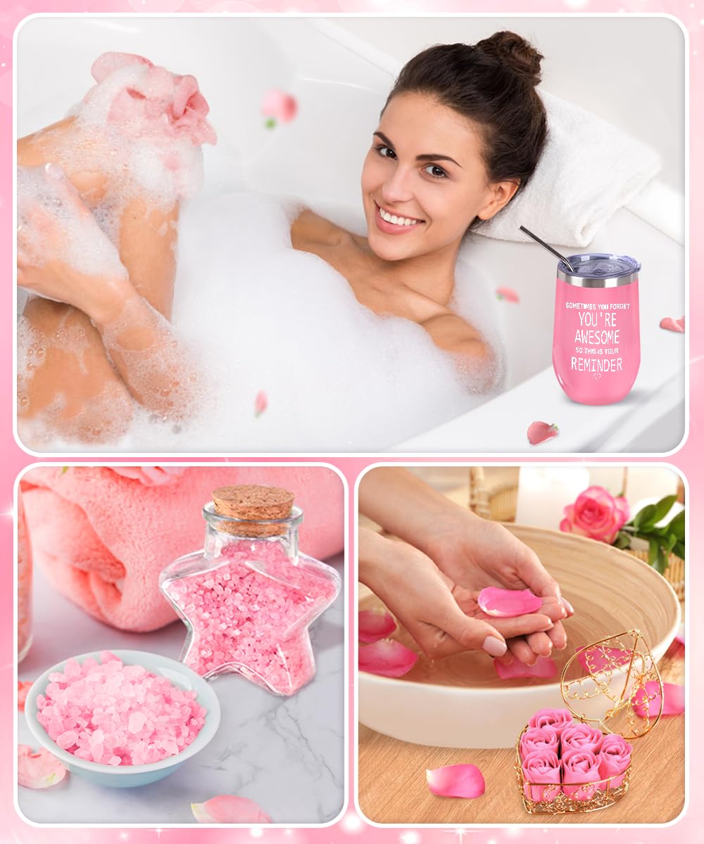 Idee Regalo Donna, Set Regalo Donna Compleanno, Regali Ragazza con Tazza da Vino in Acciaio Inox, Calzini Divertenti, Natale, San Valentino Regali per Mamma Migliore Amica Sorelle, Moglie