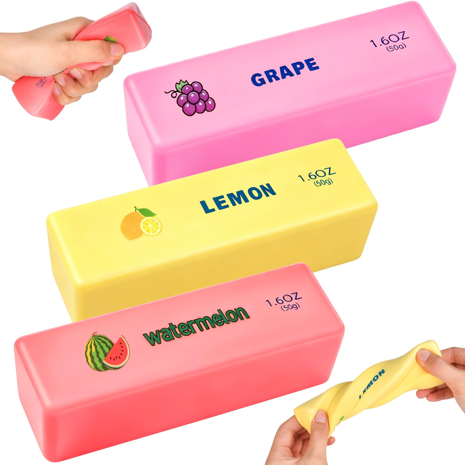 3 Stück Butter Squishy, Sensorik Spielzeug, Butter Squishy Squeeze Toy, Stress Spielzeug,Fidget Toys Squi-shy Set, Lustiges Fidget Stressball für Teenager Erwachsen Spaß Ges Entspannung Angstzuständen