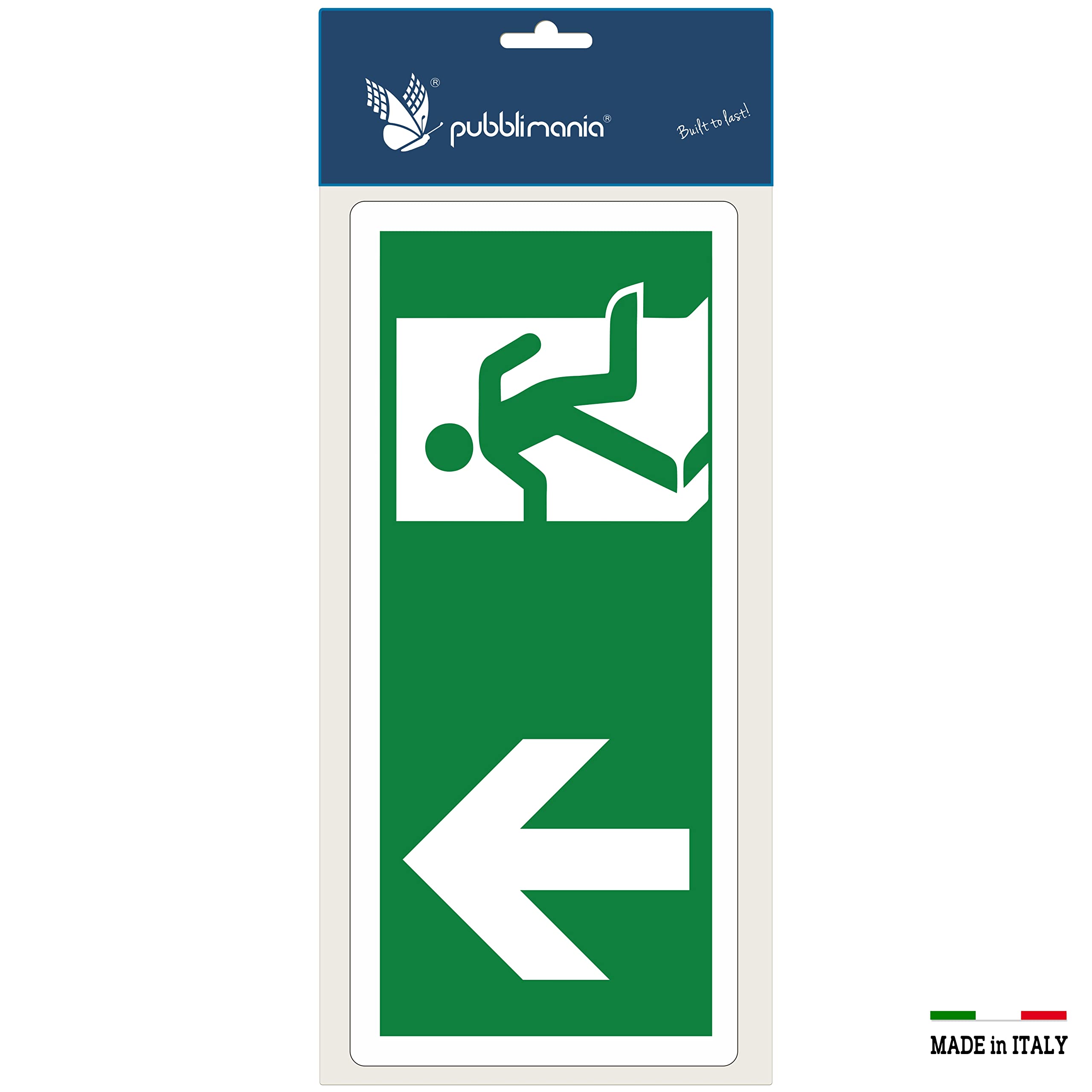pubblimania Uscita di Emergenza Freccia Avanti PVC Adesivo Resistente per Esterno e Interno Cm 29x13 (Freccia Avanti)